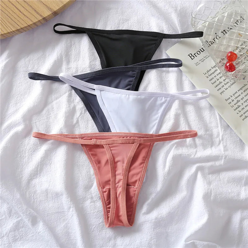Women's Seamless Cotton Underwear - Low Waist Bikini & Thong Set