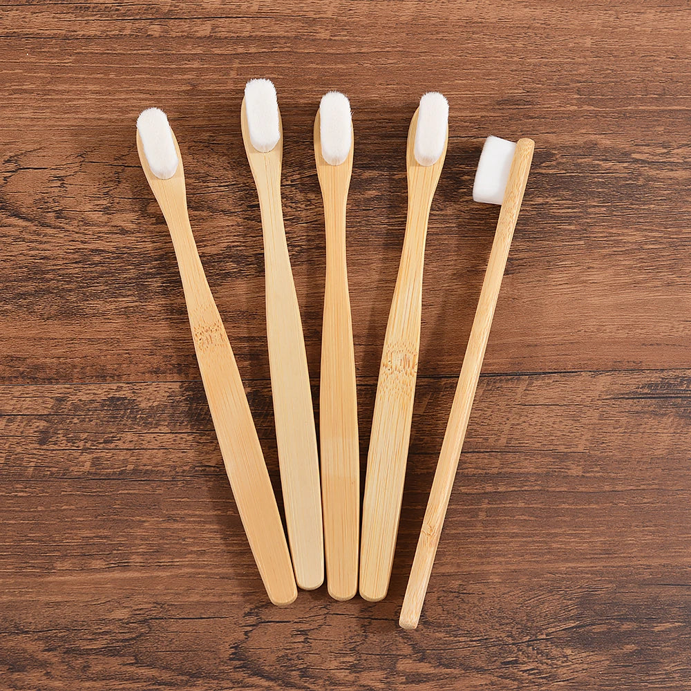 Adults 5Pcs Ultra Fine Bristle Vegan Bamboo Toothbrush