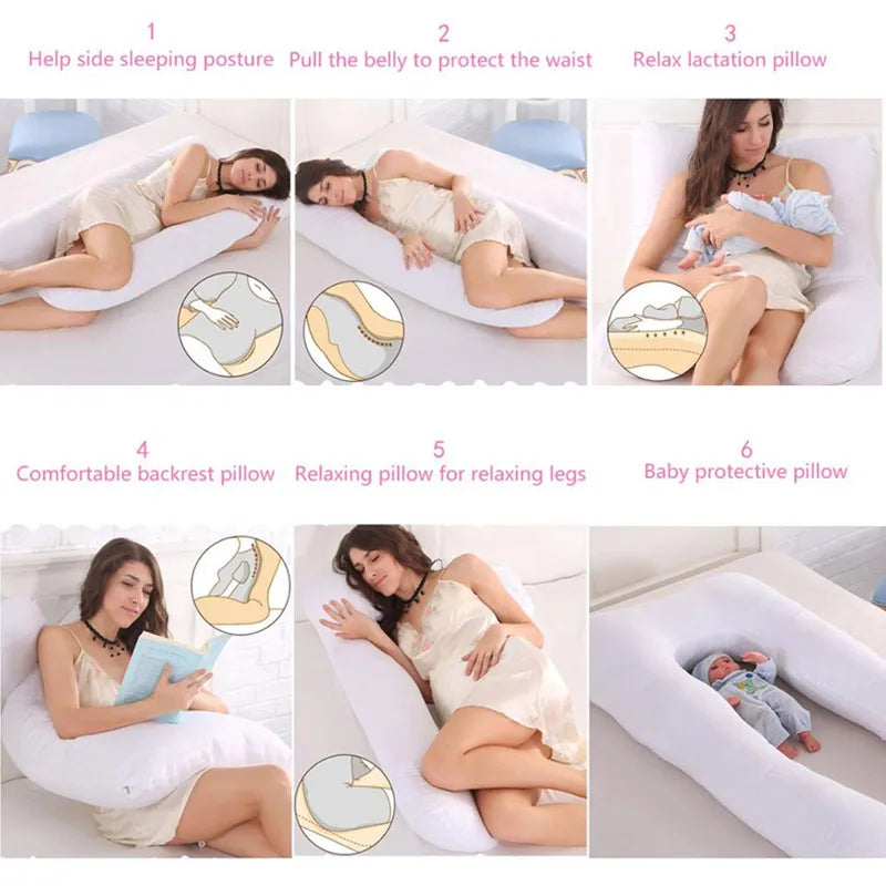 Pregnancy Pillow 130x70cm - Maternity Support Cushion for Sleep & Nursing