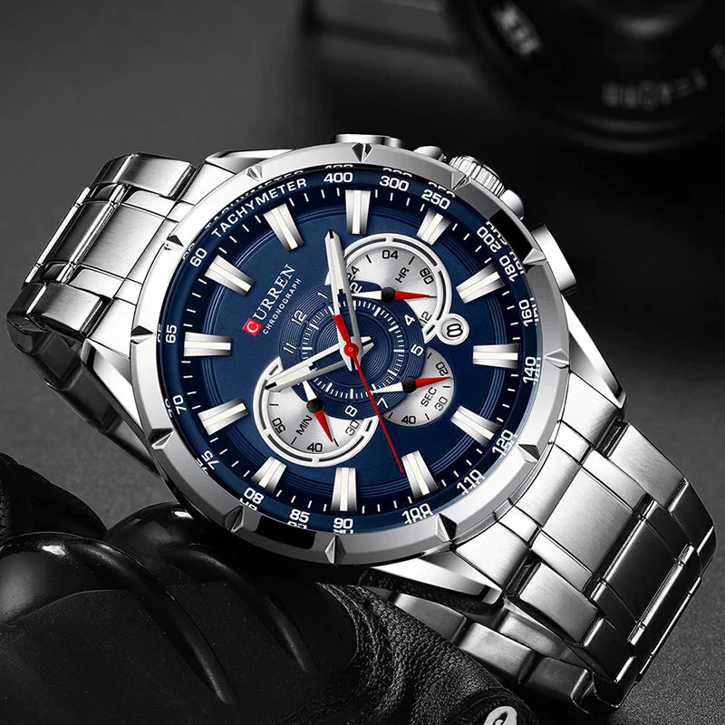 Men's Military Sports Watch - Waterproof Chronograph Stainless Steel