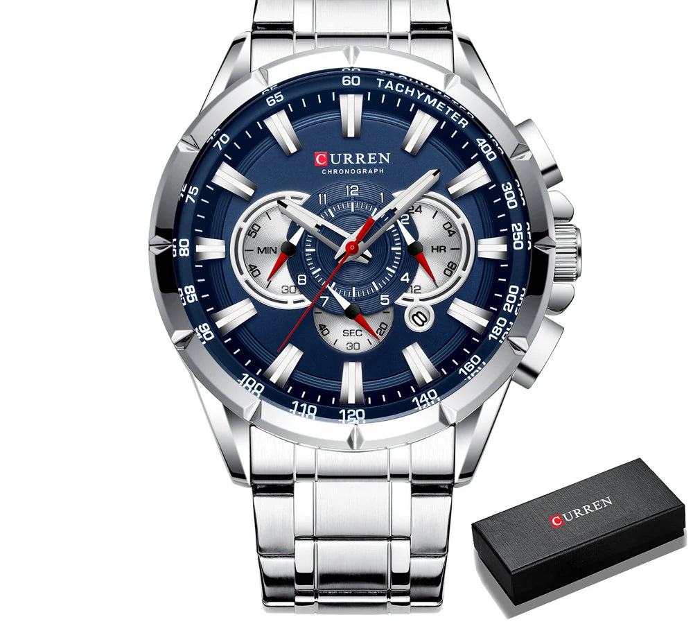 Men's Military Sports Watch - Waterproof Chronograph Stainless Steel