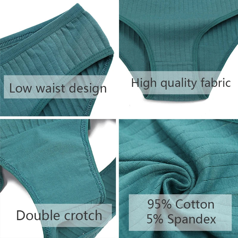 3-Pack Soft Cotton Briefs - Striped & Solid Women's Underwear