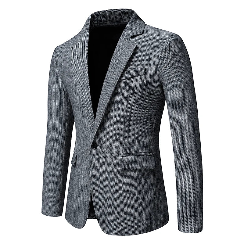 Men Single Button Suit Blazer