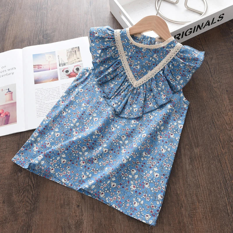 Children's Girls Floral Flowers Costumes Sleeveless Toddler Dress