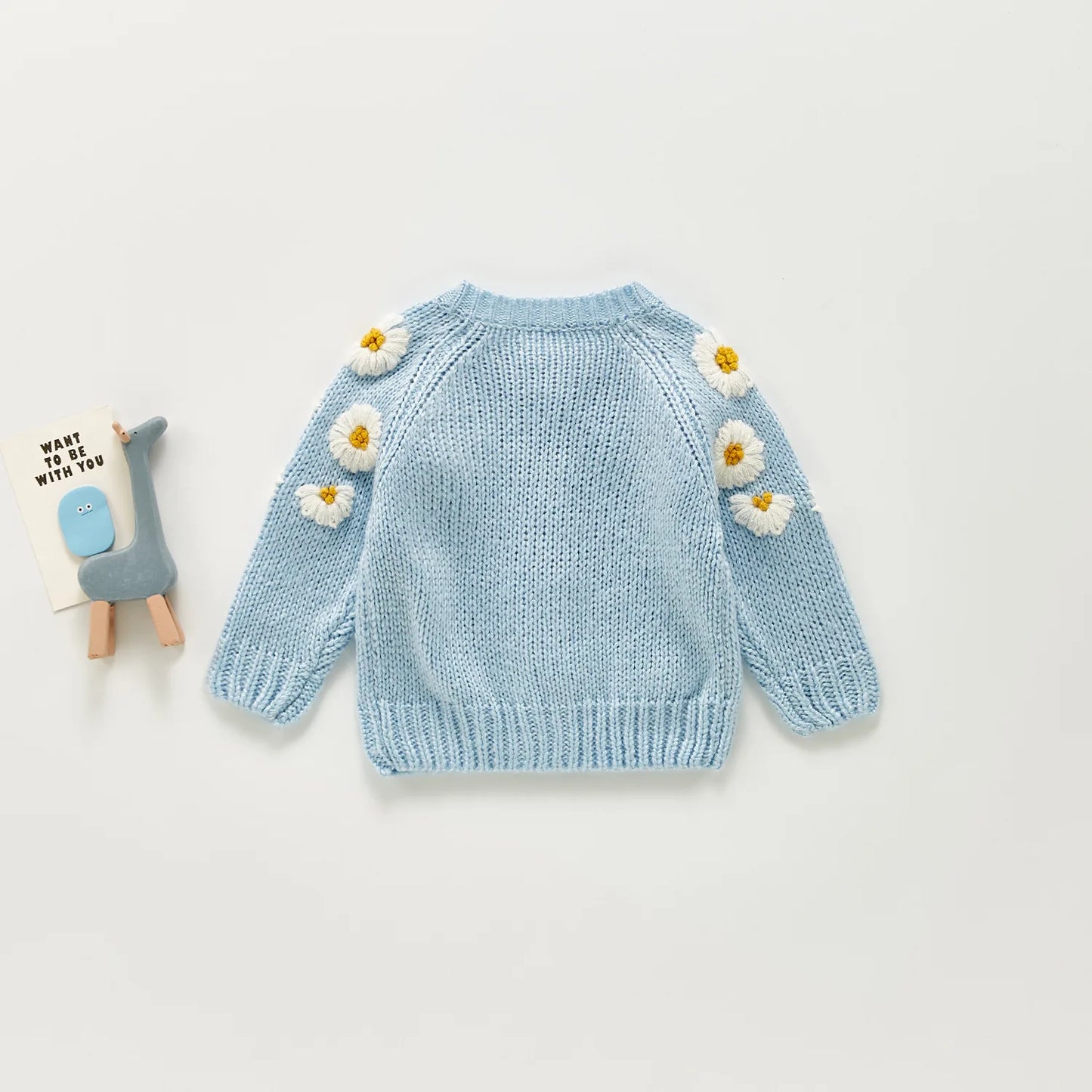 0-24M Baby Girls  Sweater Cardigan - Long Sleeve Single Breasted Flowers Knit Jacket