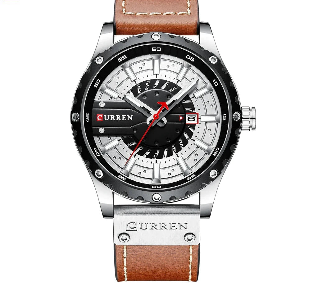 Premium Waterproof Men's Watch with Calendar - Luxury Leather Sport Military Wristwatch