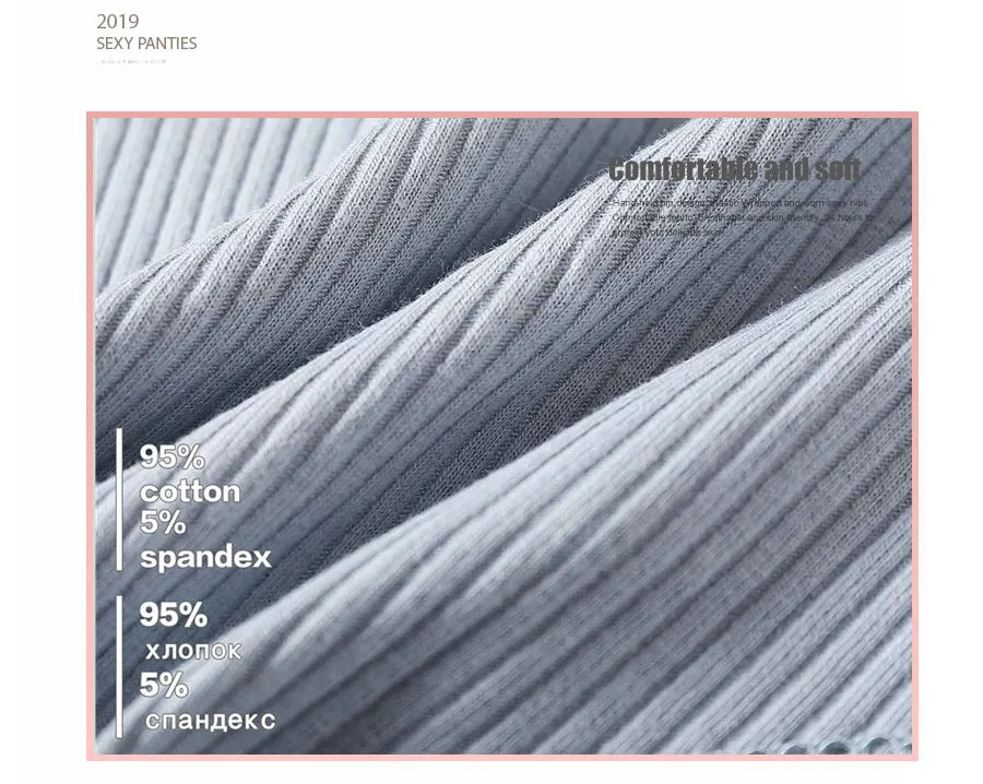 Women's Cotton Underwear 3-Piece Set - Low-Rise Lace Trim Briefs