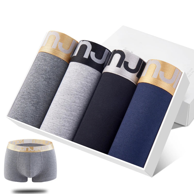 4 Pcs/lot Men's Underwear Cotton Breathable Flexible Boxer Shorts