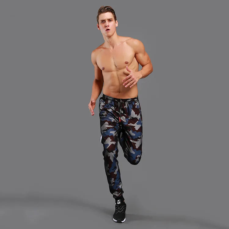 Men's Camo Joggings Pants Mesh Sports Sweatpants Quick Dry Running Fitness Gym Workout Training Trousers