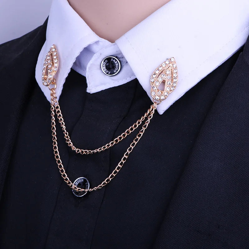 Unisex Tassel Collar Brooch Jewellery Lapel Pin - Angle Wing Brooch Shirt Collar Accessories