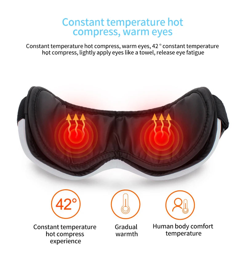 Eye Massager With Heat Smart Airbag Vibration - Eye Care Compress with Bluetooth - Massage; Relax Migraines Relief Improve Sleep