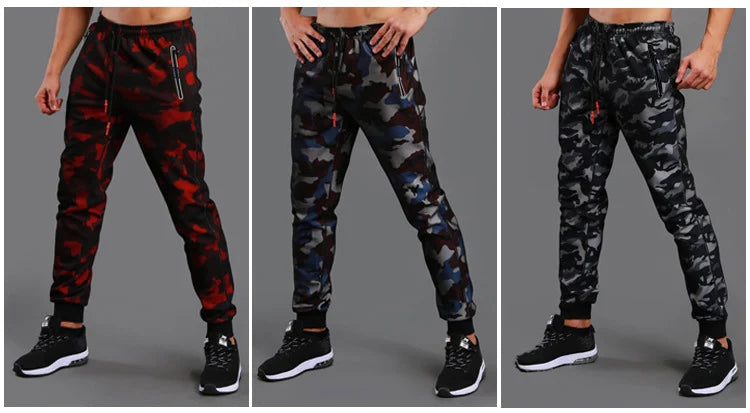 Men's Camo Joggings Pants Mesh Sports Sweatpants Quick Dry Running Fitness Gym Workout Training Trousers