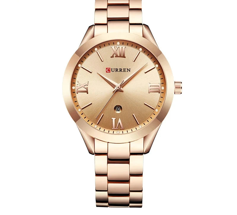 Gold Steel Bracelet Watch for Women - Elegant Ladies Wristwatch