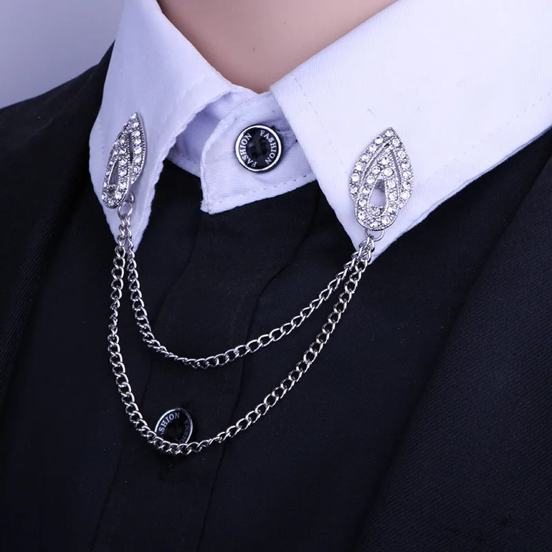 Unisex Tassel Collar Brooch Jewellery Lapel Pin - Angle Wing Brooch Shirt Collar Accessories