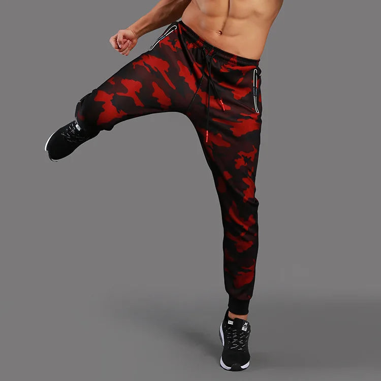 Men's Camo Joggings Pants Mesh Sports Sweatpants Quick Dry Running Fitness Gym Workout Training Trousers