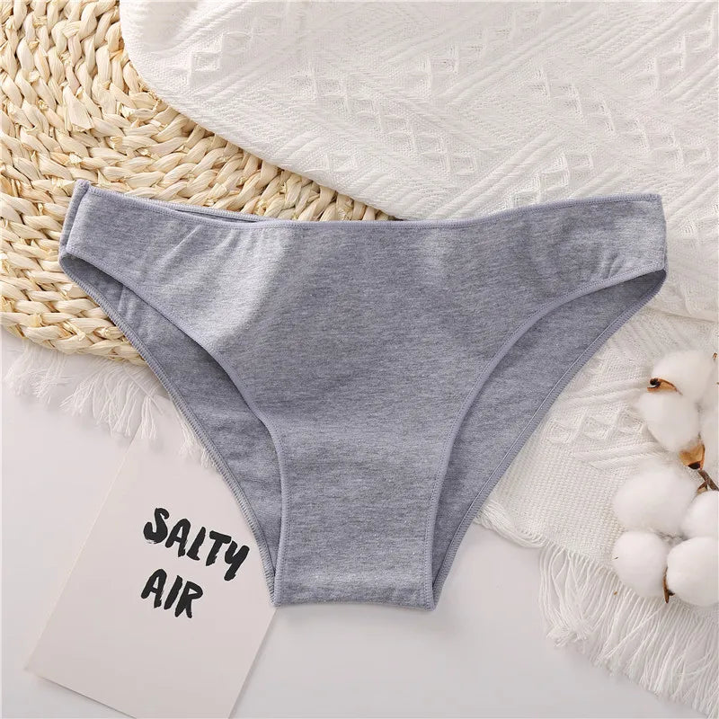 4PCS/Set Women's Cotton Briefs Low Waist Underpants Elasticity Comfortable Underwear Panties Lingerie