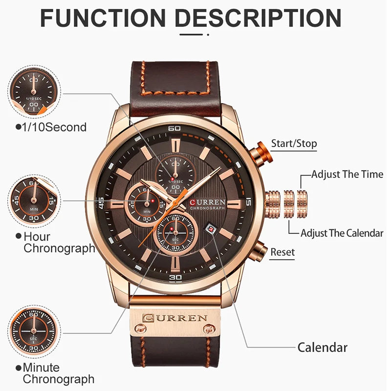 Luxury Chronograph Quartz Watch - Military Sport Watch for Men