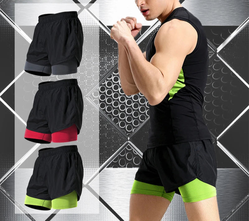 Men's Running 2 IN 1 Sport Gym Fitness Workout Pants Tennis Football Basketball Shorts