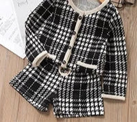 Girl's Long Sleeve Plaid Set - Top and Pant 2pcs Outfit