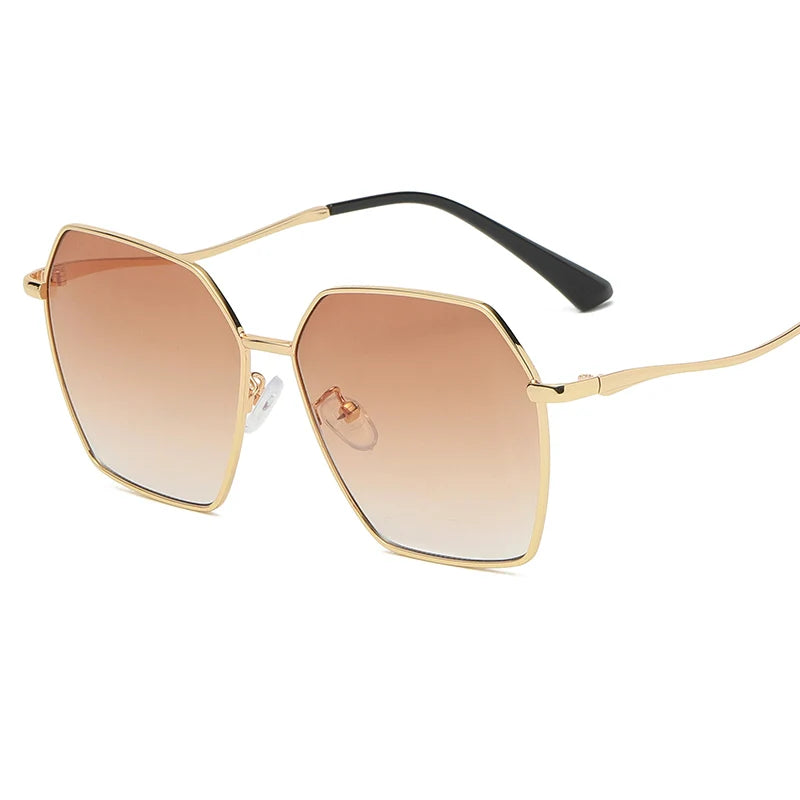 Unisex Large Metal Mirror Square Women's Sunglasses UV400