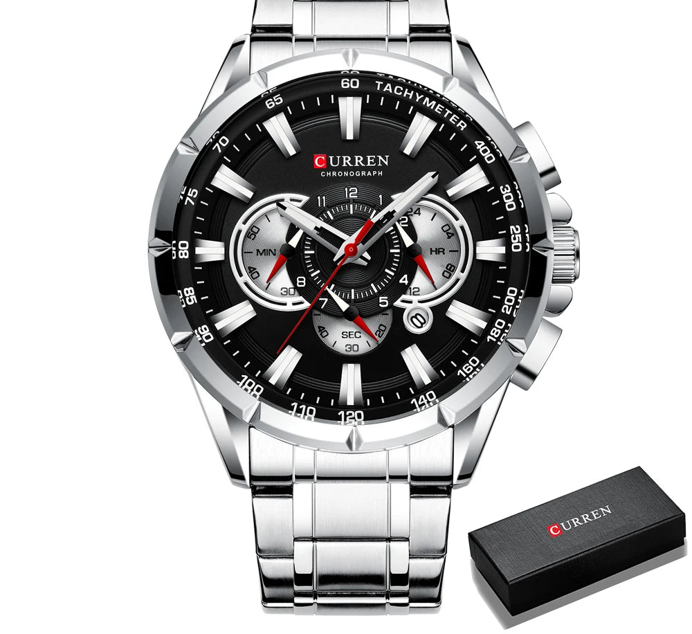 Men's Military Sports Watch - Waterproof Chronograph Stainless Steel