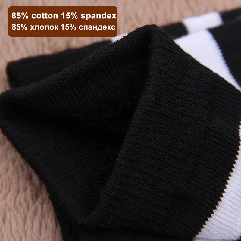 Women's Black White Striped Long Socks - Over Knee Thigh High Over The Knee Stockings Warm Knee Socks