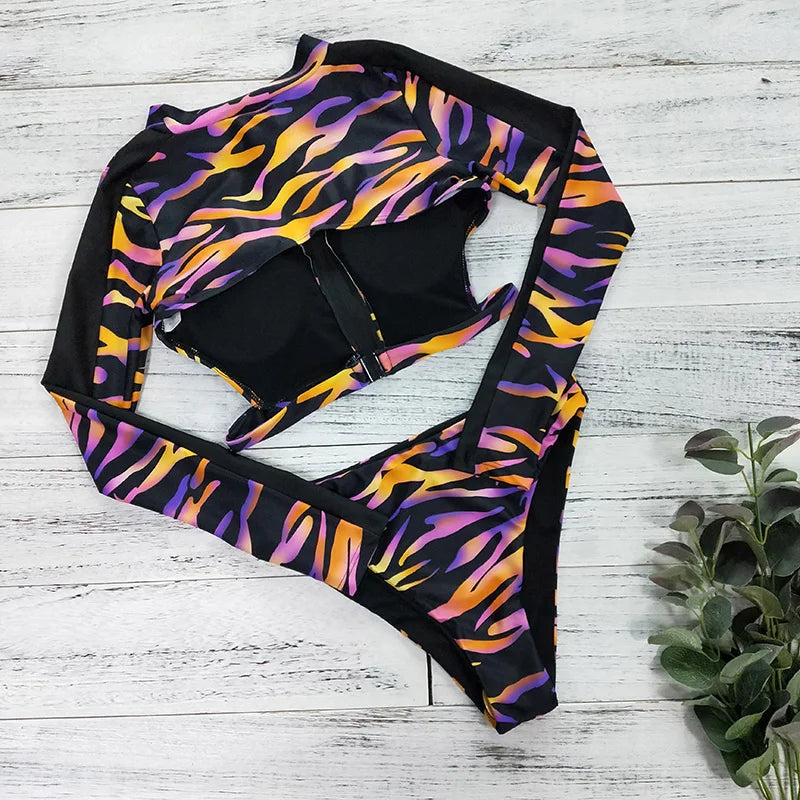 Women's Long Sleeve Print Bikini Set