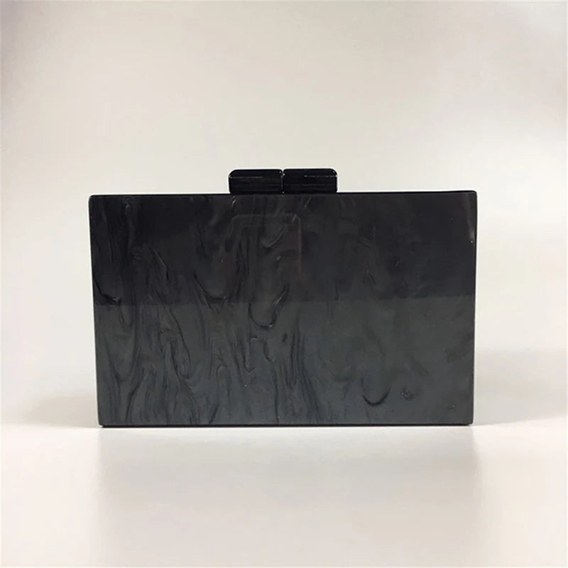 Stylish Black & Gold Glitter Rhombus Acrylic Evening Clutch - Luxury Party Chain Shoulder Bag