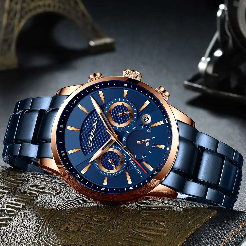Men's Military Sports Watch - Waterproof Chronograph Gold Stainless Steel