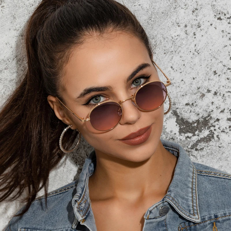 Fashion Round Vintage Sunglasses - Gradient Retro Alloy Unisex Eyewear