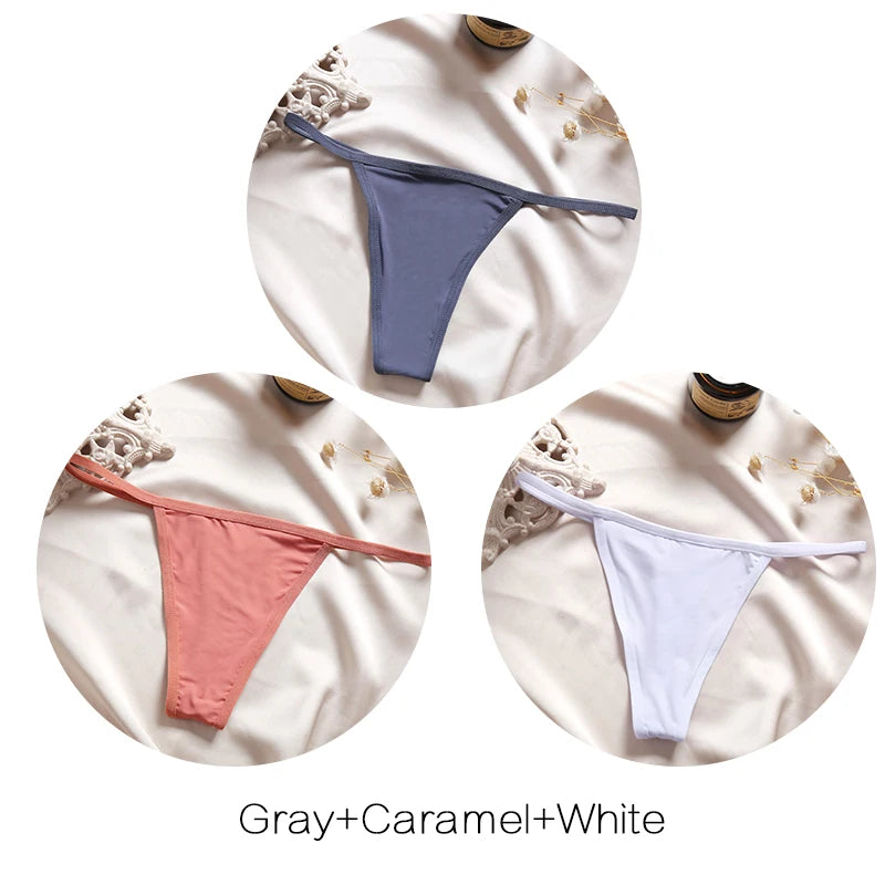 Women's Low-Rise Thong Set - 3 Pack Bikini Panties (M-XL)