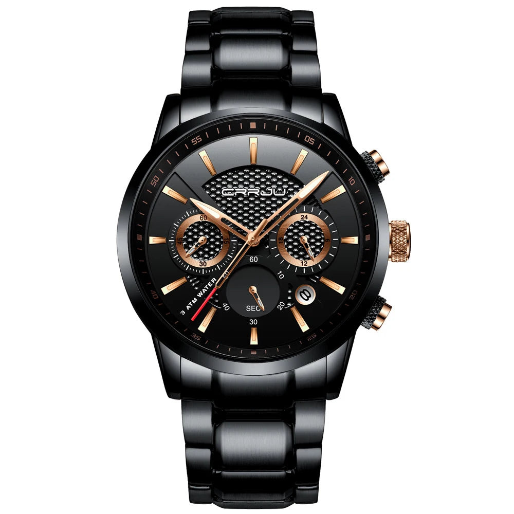 Men's Military Sports Watch - Waterproof Chronograph Gold Stainless Steel