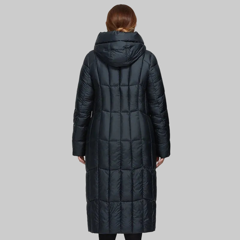 Women's Plaid Hooded Parka - Long Padded Winter Jacket