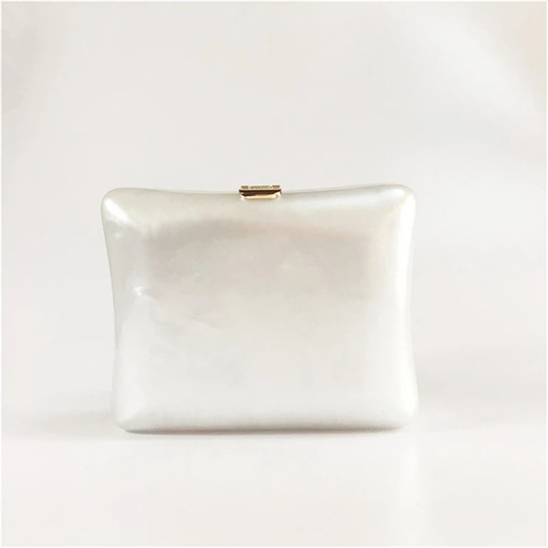 Women's Pearl Acrylic Chain Clutch Purse  Crossbody Bag