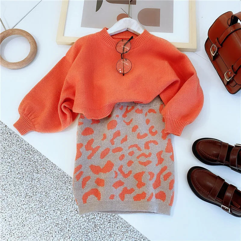 Girls Clothing Sets Autumn  New Fashion Kid Sweater Top with Skirt Fashion Outfit 2pcs Elegant Clothes for 2-6 Years