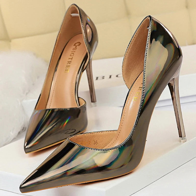 Women's Patent Leather High Heels Shoes