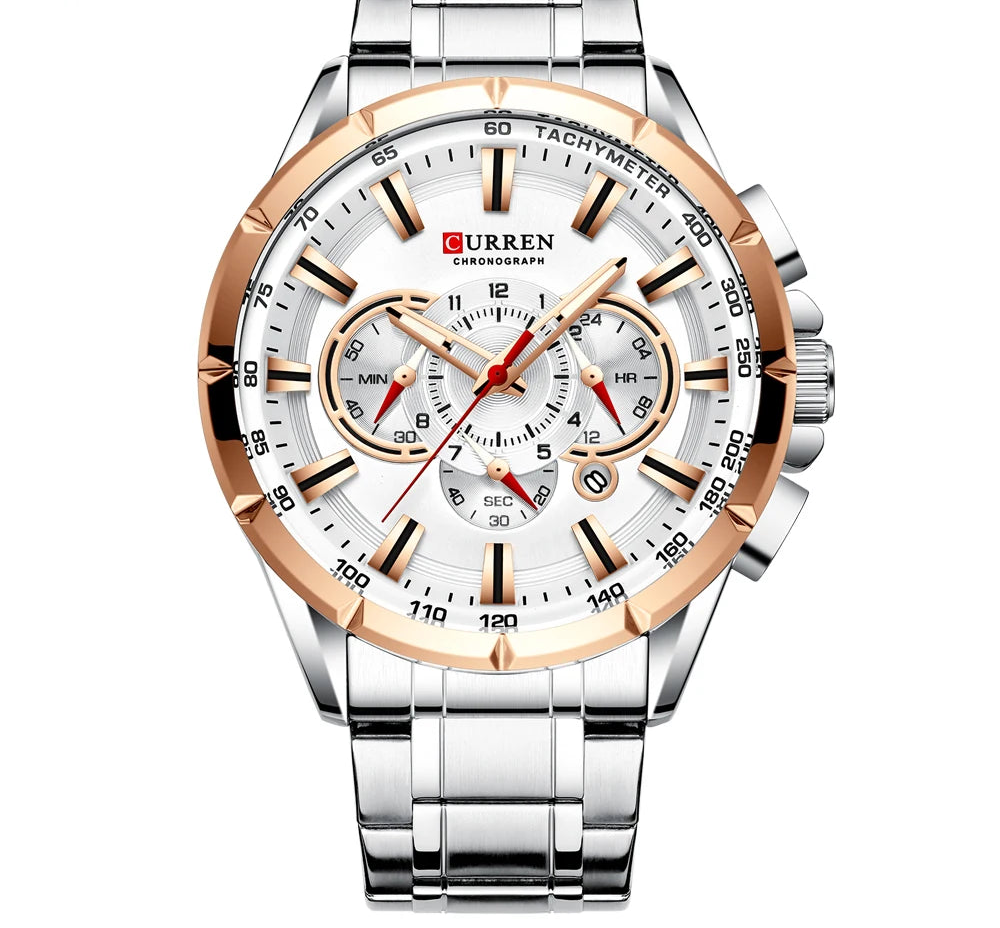 Men's Military Sports Watch - Waterproof Chronograph Stainless Steel