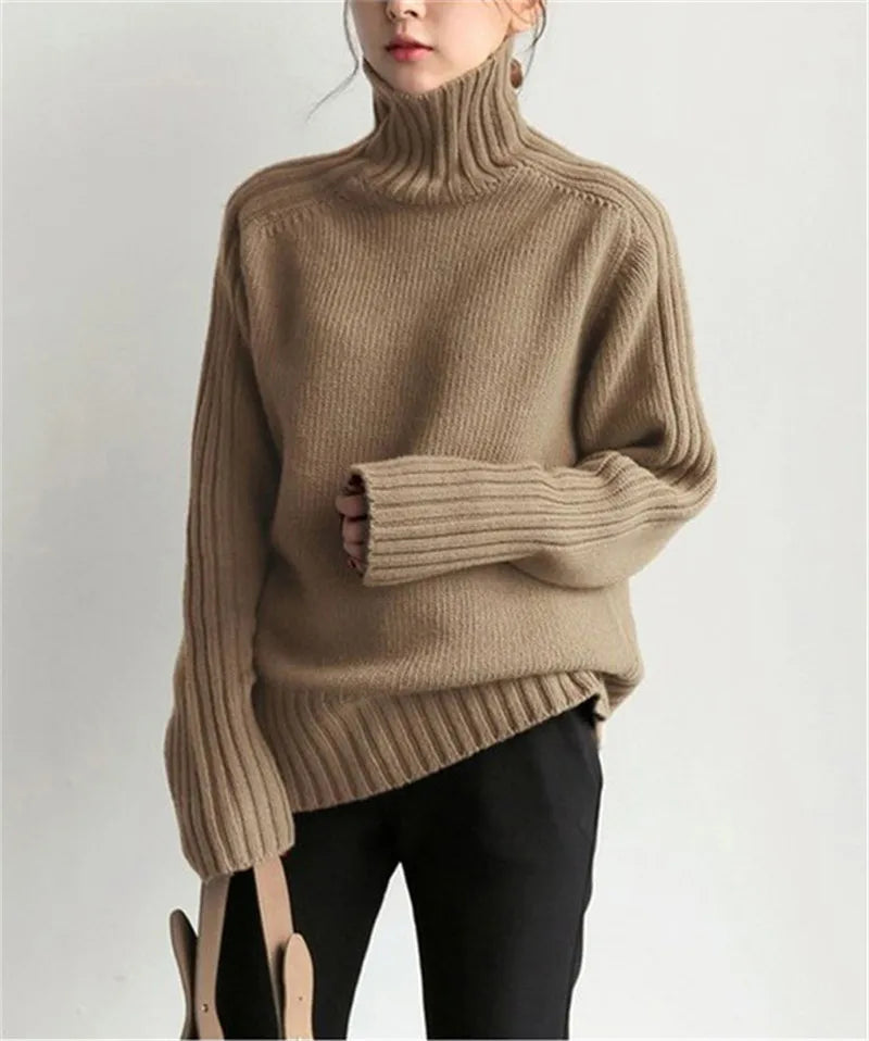 Women's Loose Turtleneck Pullover Sweater Top