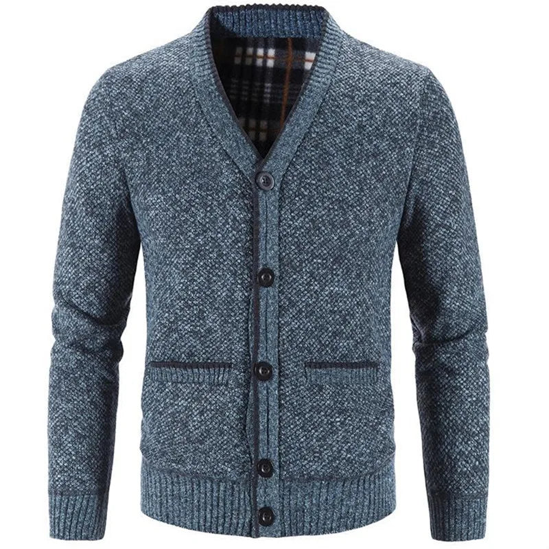 Men's Knitted Cardigan Sweater Coat - Winter Thicker Slim Fit Jacket