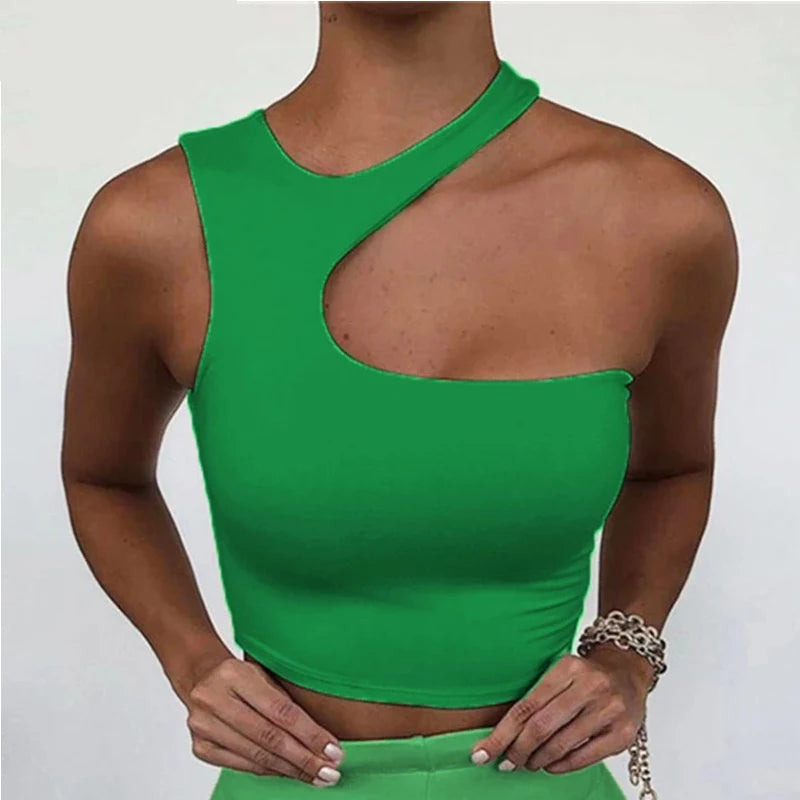 Women's Cut Out Crop Off Shoulder Sport Short Tank Irregular Summer Tube Top