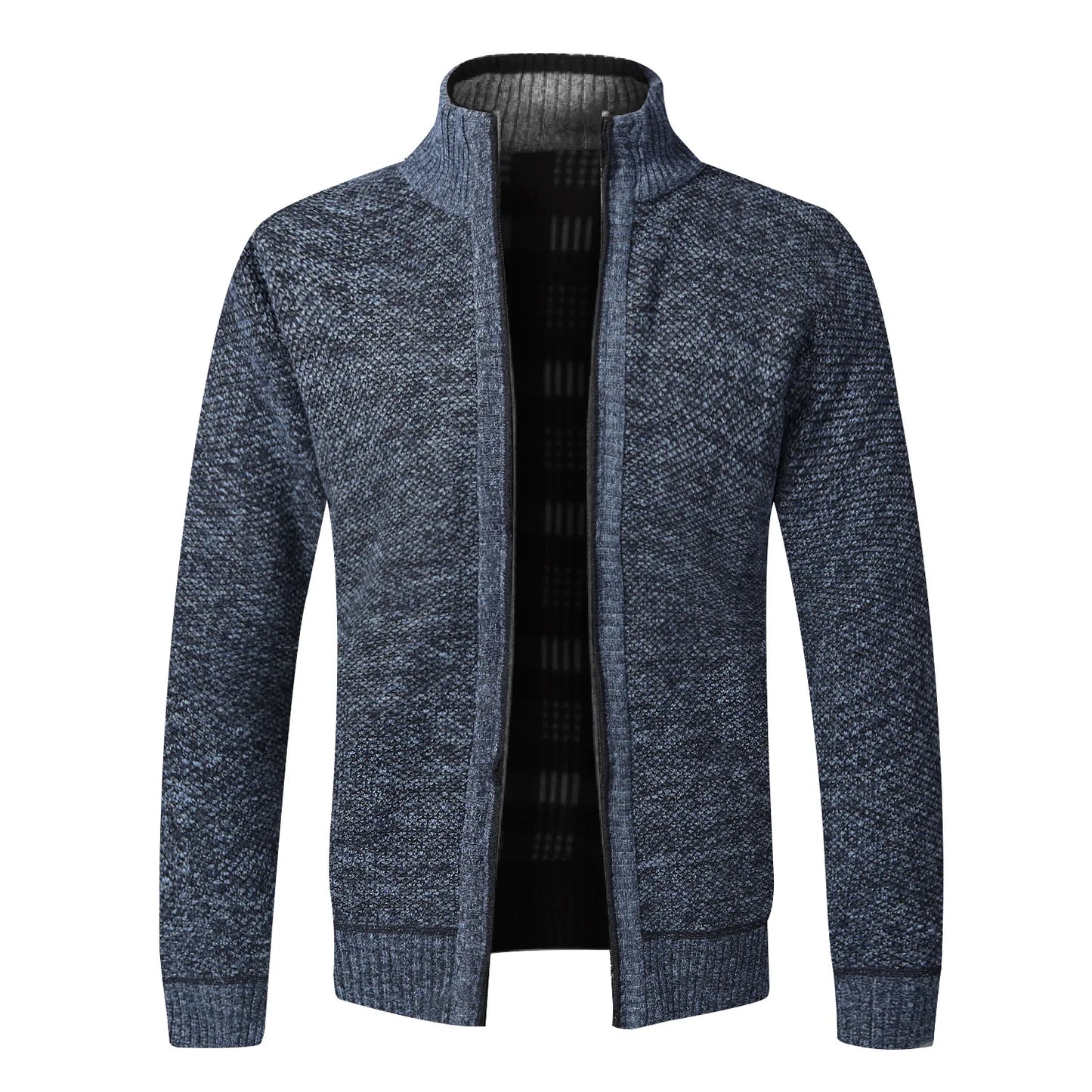 Men's Warm Fleece Cardigan - Thick Knitted Sweater Coat with Zipper