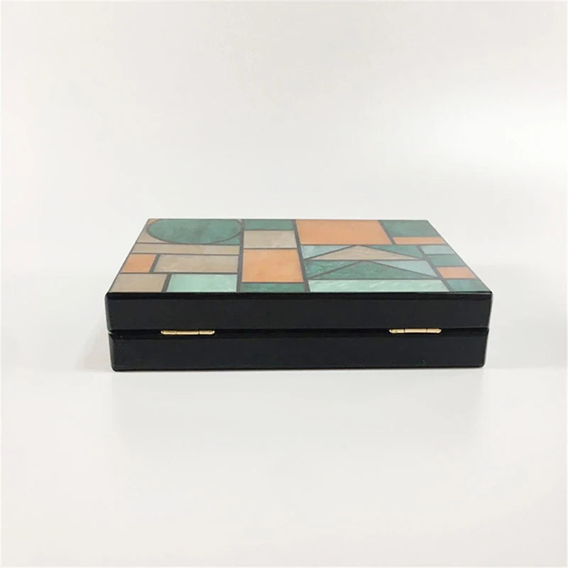 Luxury Acrylic Evening Bag - Chic Multicolour Patchwork Crossbody Clutch with Chain