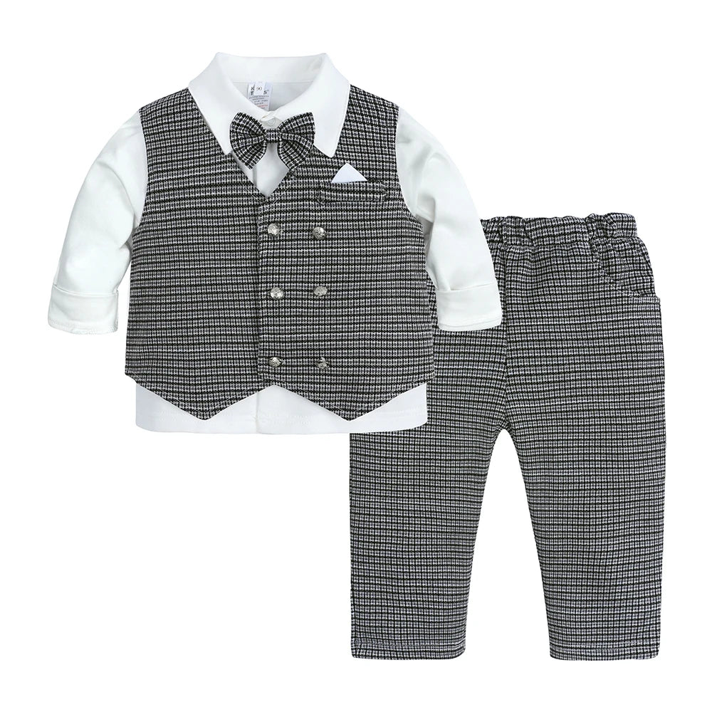 Boy's Children's 3PCS Suit Bow Tie, Shirt Vest and Trousers