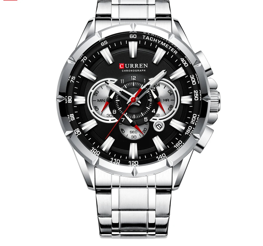 Men's Military Sports Watch - Waterproof Chronograph Stainless Steel