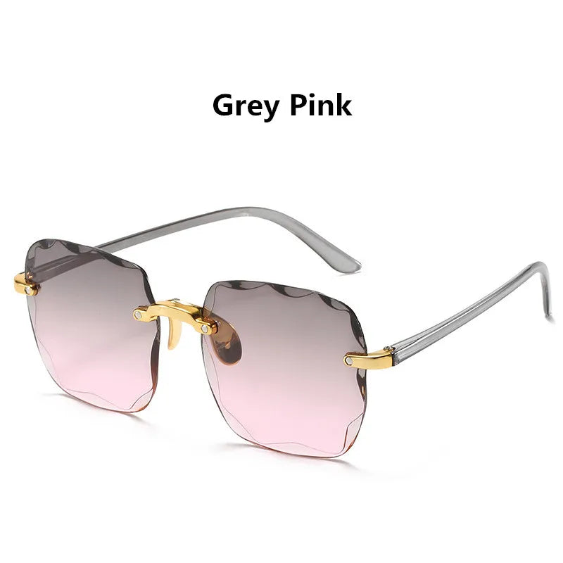 Women's Rimless  Vintage Retro Classic Gradient Sunglasses UV400