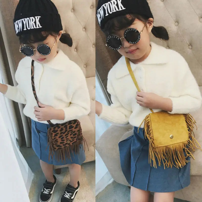 Kids Girls Handbags Coin Purse Shoulder Bags - Tassel Mini Messenger Bag