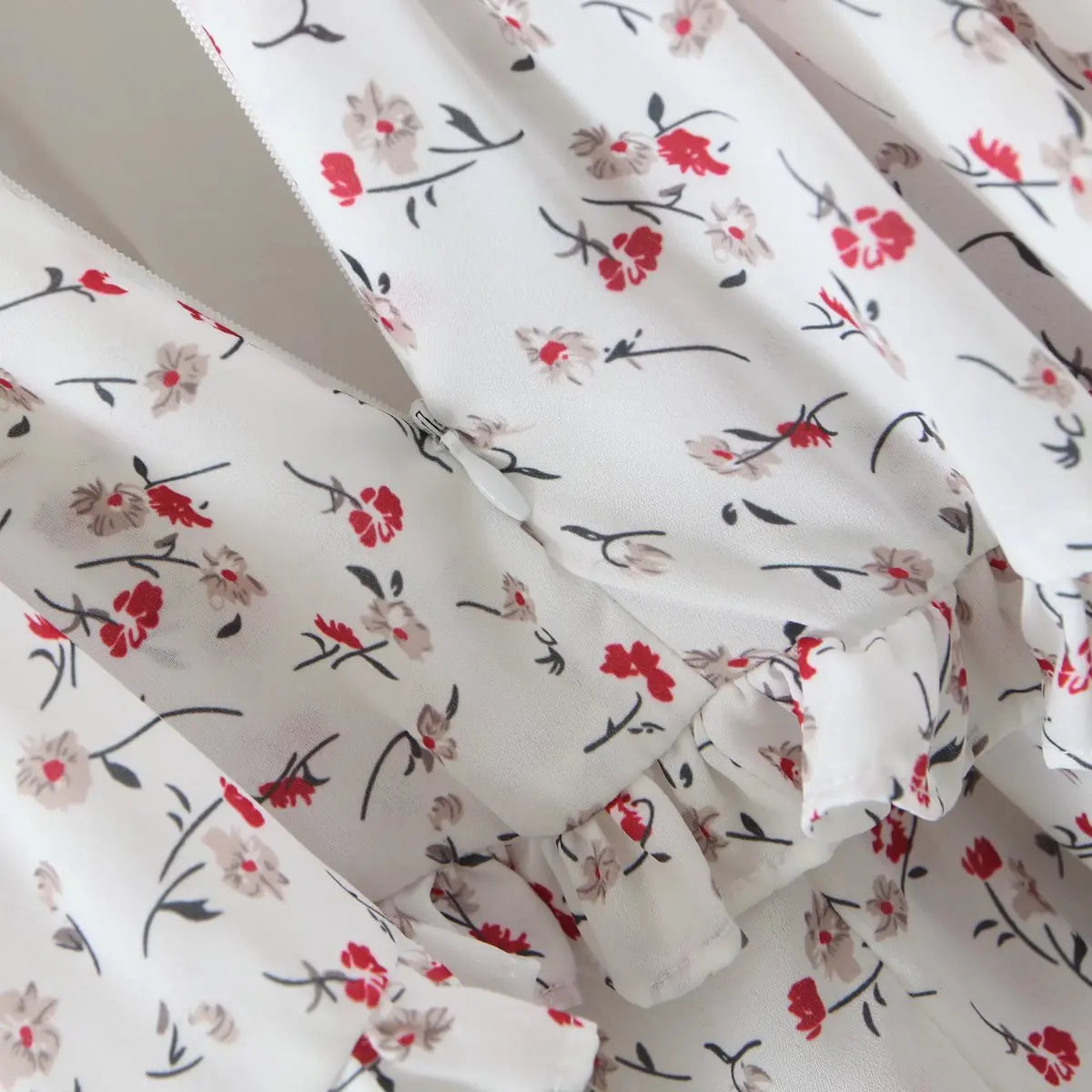 Floral Print Sling Chiffon Dress - Sweet Ruffle Holiday Party Short Dress