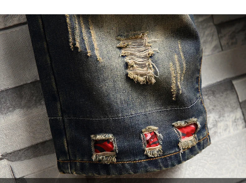 Men's Ripped Blue Denim Jeans Shorts