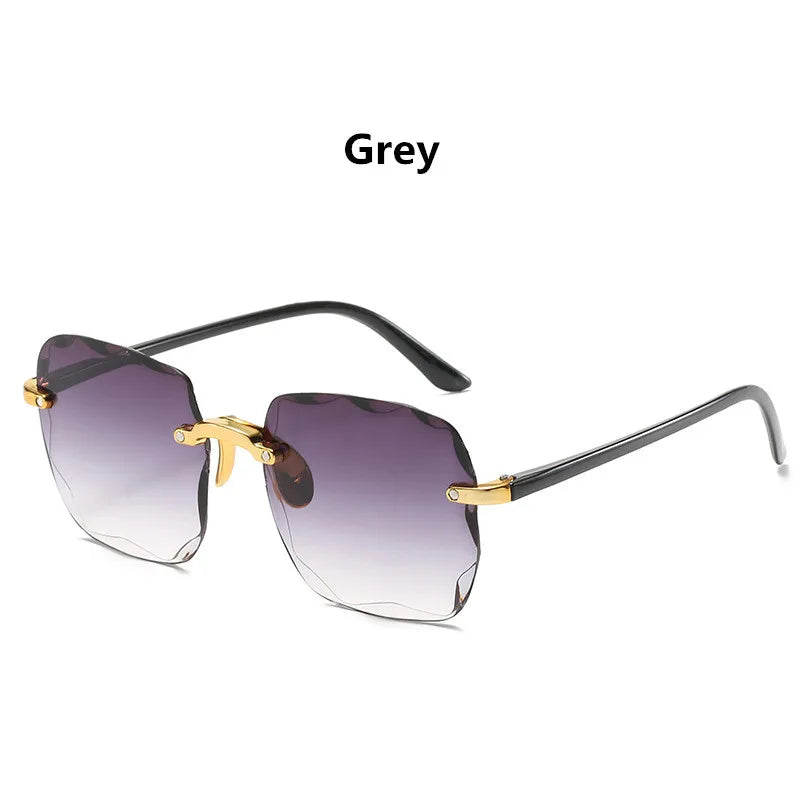 Women's Rimless  Vintage Retro Classic Gradient Sunglasses UV400