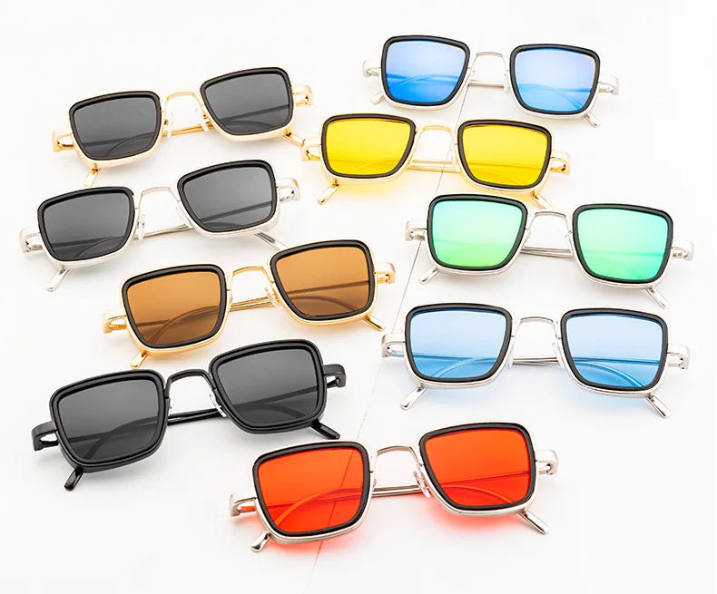 Vintage Steampunk Square Metal Frame Sunglasses - UV400 Protection